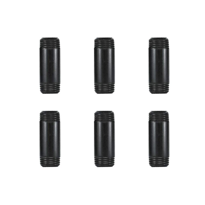 GeilSpace 6 Pack 1/2" Ã— 2" Pre-Cut Black Metal Pipe, Industrial Steel Fits Standard Half Inch Black Threaded Pipes and Fittings - Vintage DIY Industrial Shelving (1/2" Ã— 2")