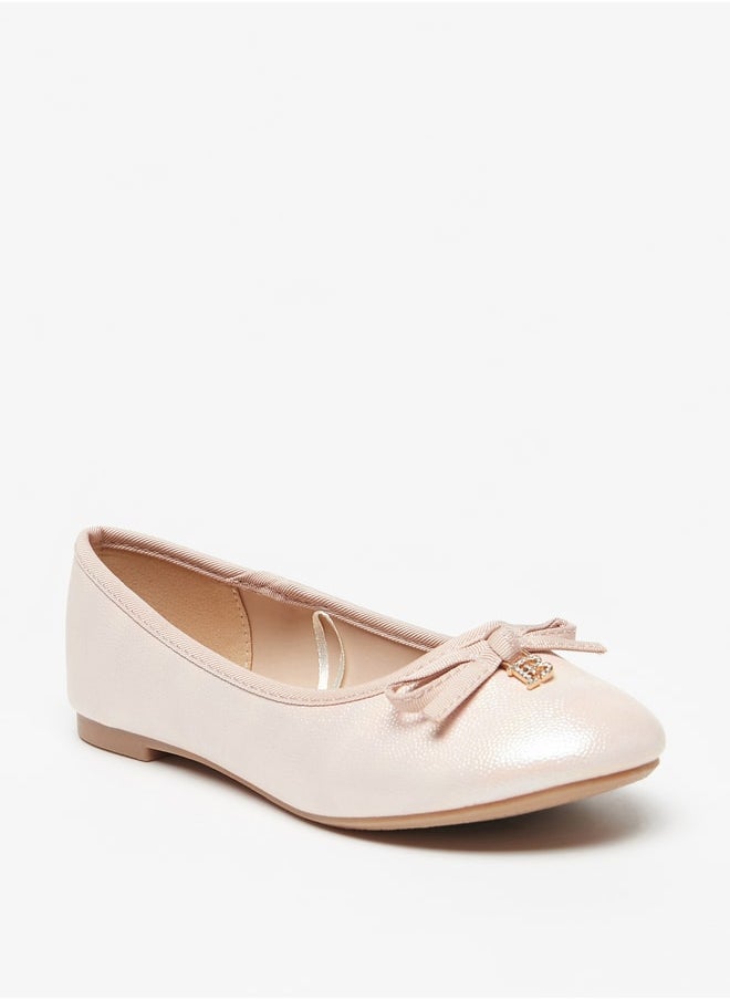 Flora Bella By Shoexpress - Girl's Bow Accent Slip-On Round Toe Ballerina Shoes - Image 1