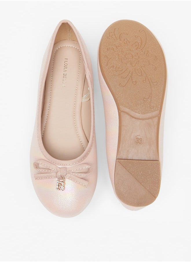 Flora Bella By Shoexpress - Girl's Bow Accent Slip-On Round Toe Ballerina Shoes - Image 1