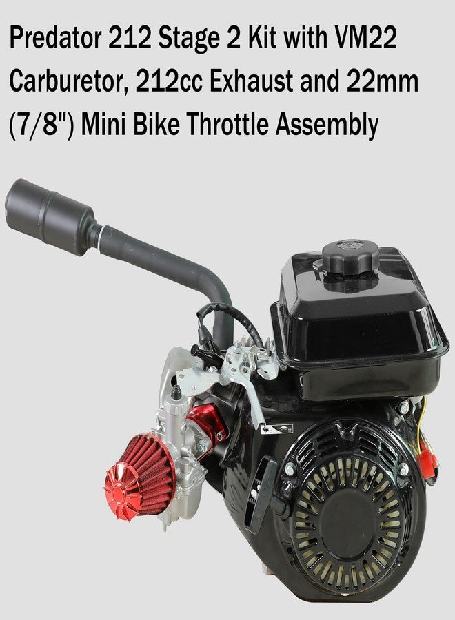 YOXUFA Predator 212 Stage 2 Kit VM22 Racing Carburetor Exhaust Muffler Throttle Assembly for 224cc 196cc Coleman CT200U BT200X Baja MB200 GX160 6.5HP Engine Mini Bike Go Kart High Performance Parts - Image 3