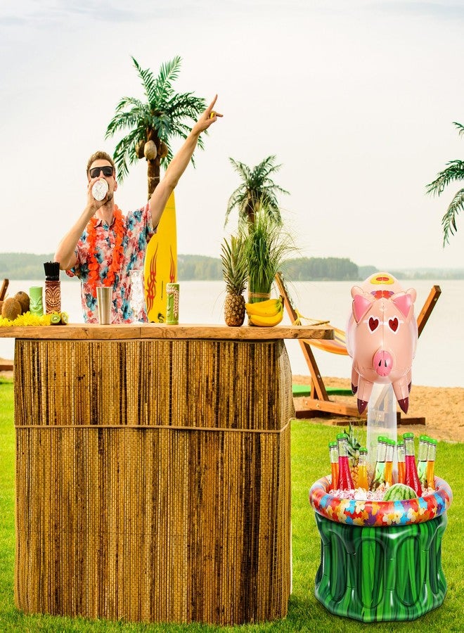 Sliner 35 Inch Luau Pig Inflatable Cooler, Luau Hawaiian Tropical Beach Themed Party Decorations, Blow Up Beverage Cooler Drink Container for Outdoor Summer Pool Party Supplies - Image 4