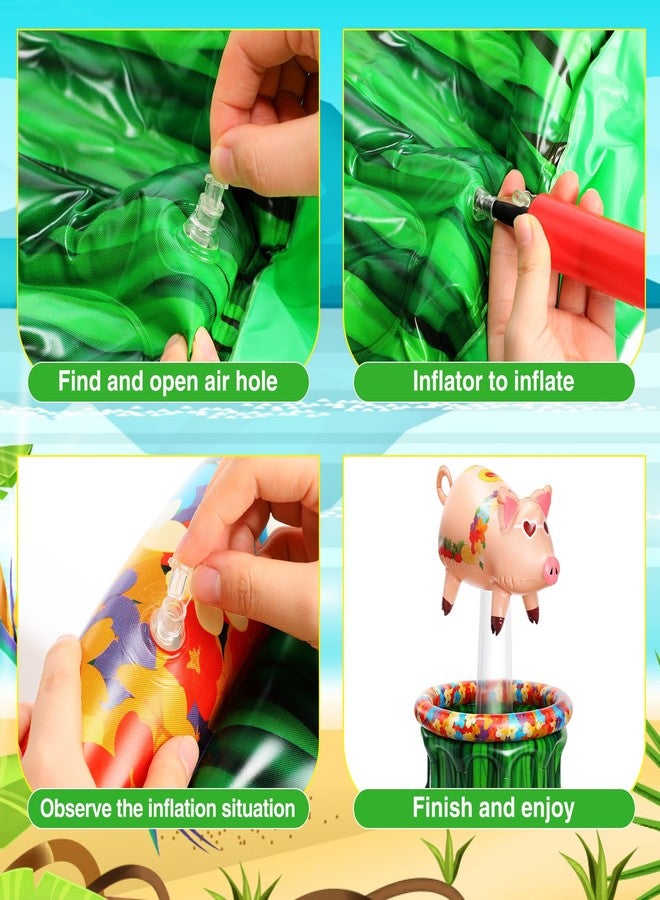 Sliner 35 Inch Luau Pig Inflatable Cooler, Luau Hawaiian Tropical Beach Themed Party Decorations, Blow Up Beverage Cooler Drink Container for Outdoor Summer Pool Party Supplies - Image 3