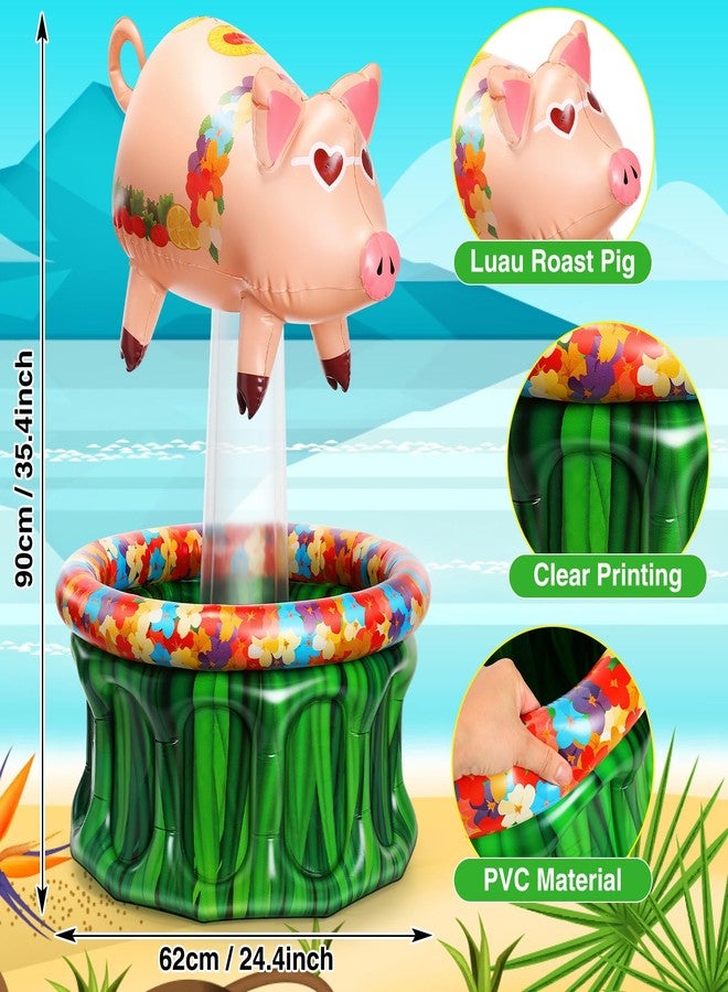 Sliner 35 Inch Luau Pig Inflatable Cooler, Luau Hawaiian Tropical Beach Themed Party Decorations, Blow Up Beverage Cooler Drink Container for Outdoor Summer Pool Party Supplies - Image 2