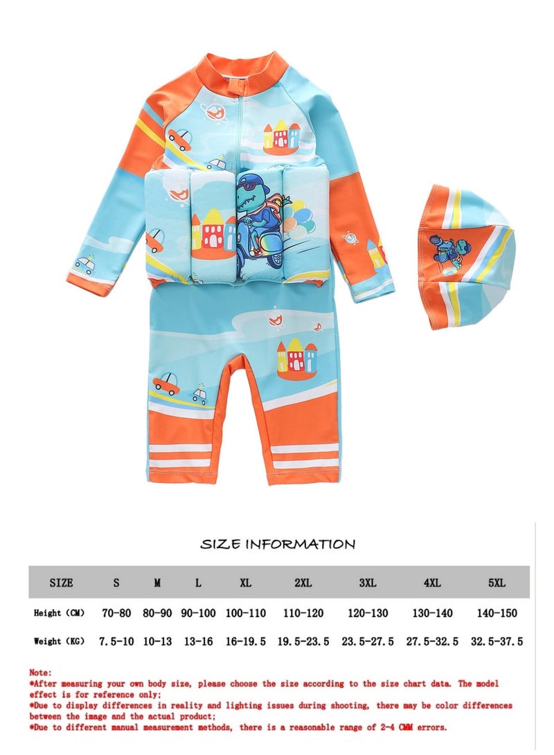 One-Piece Floatation Swimsuit Float Suit With Adjustable Buoyancy Bathing Suit Cartoon Short Sleeve Swimwear Jumpsuit Cartoon Swimsuit For Boys
