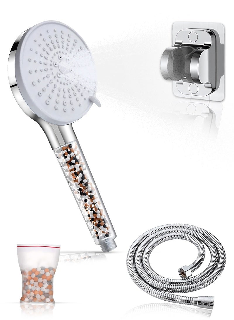 ABJ High Pressure Handheld Shower Head – 5 Spray Modes, Water Saving Filter with Vitamin C & Aroma Beads, Improves Skin & Hair, Universal Fit with 1.5m Hose & Holder - Image 1