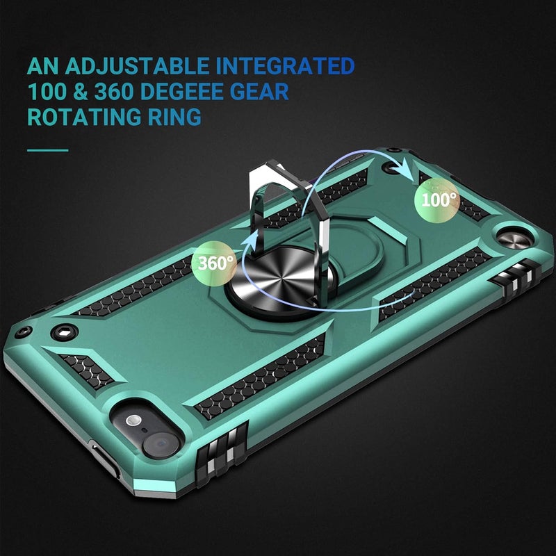 ULAK Compatible with iPod Touch 7/6/5 Case with 2 HD Screen Protectors, Hybrid Rugged Shockproof Cover with Built-in Kickstand for iTouch 5th/6th/7th Generation, Cyan - Image 3