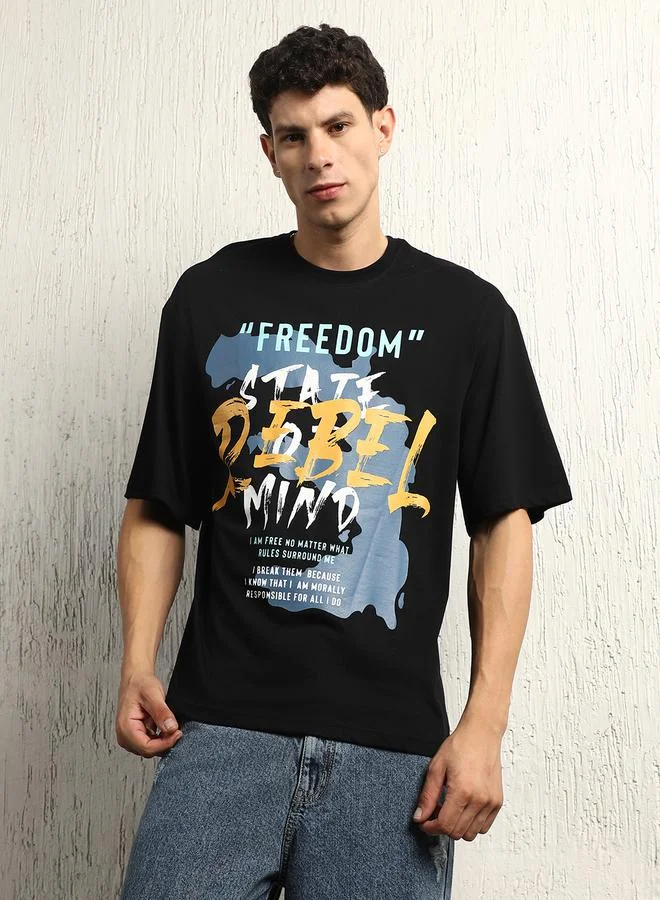 Hubberholme Hubberholme Freedom Graphic Print Oversized T-Shirt