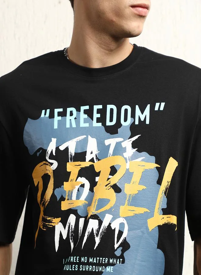 Hubberholme Hubberholme Freedom Graphic Print Oversized T-Shirt