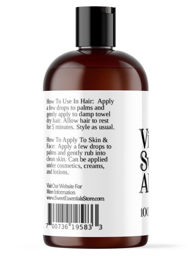 Sweet Essentials Organic Unrefined Sweet Almond Oil 4Oz Imported From Italy 100% Pure Cold Pressed Hexane Free Natural Moisturizer Great For Hair Skin & Nails Carrier Oil Great To Dilute Essential Oils - Image 2
