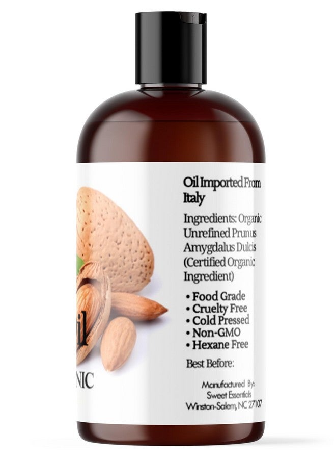 Sweet Essentials Organic Unrefined Sweet Almond Oil 4Oz Imported From Italy 100% Pure Cold Pressed Hexane Free Natural Moisturizer Great For Hair Skin & Nails Carrier Oil Great To Dilute Essential Oils - Image 4