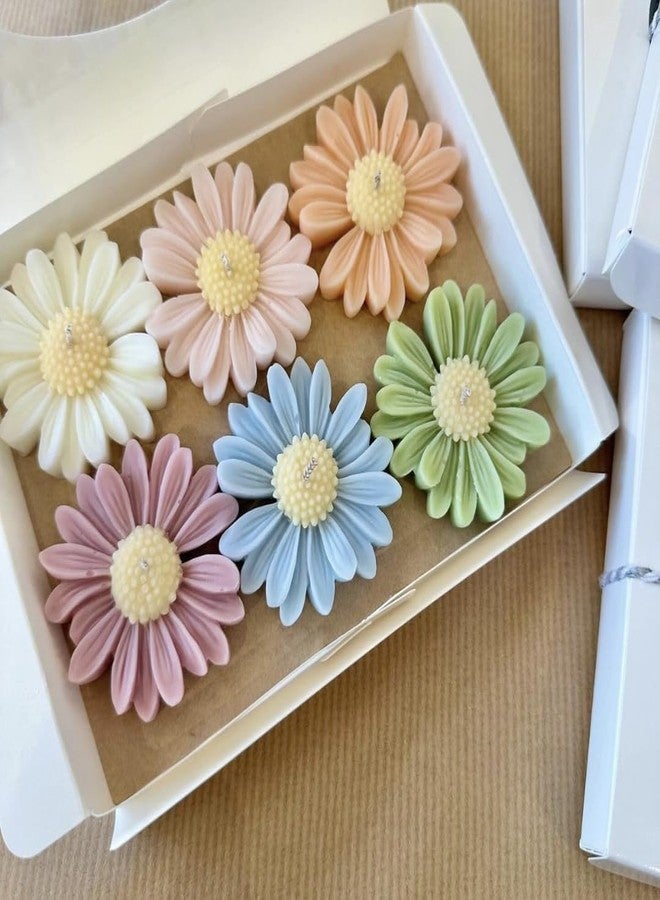 CANDLE_CABINETS مجموعة شموع ديزي المعطرة من CANDLE_CABINETS، 6 شموع مصنوعة يدويًا من شمع الصويا برائحة الزهور، علاج عطري، تصميم زخرفي، صديقة للبيئة، مثالية لتزيين المنزل، حفلات الزفاف، أو كهدية، ألوان باستيل - Image 1