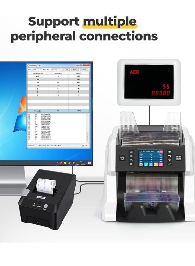 Rich Life TECHNOLOGY BC-55 Premium Bank Grade Money Counter Machine | Multi-Currency Mixed Denomination Value Counter | 2CIS/UV/MG/MT/IR | Serial Number Recording  - Image 4