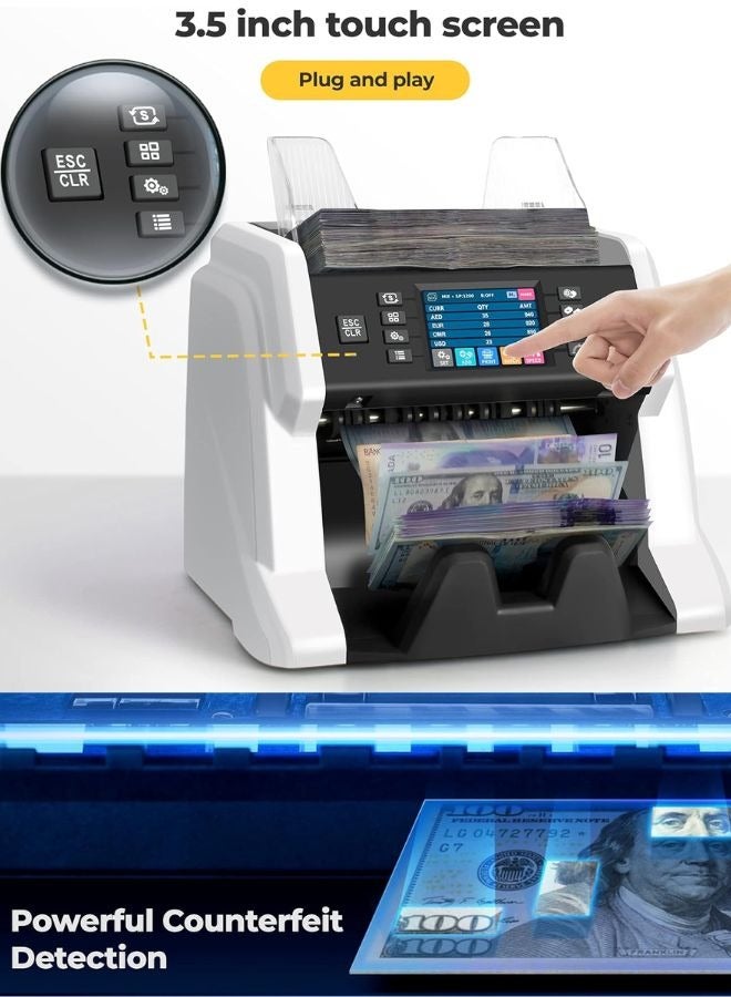 Rich Life TECHNOLOGY BC-55 Premium Bank Grade Money Counter Machine | Multi-Currency Mixed Denomination Value Counter | 2CIS/UV/MG/MT/IR | Serial Number Recording  - Image 5
