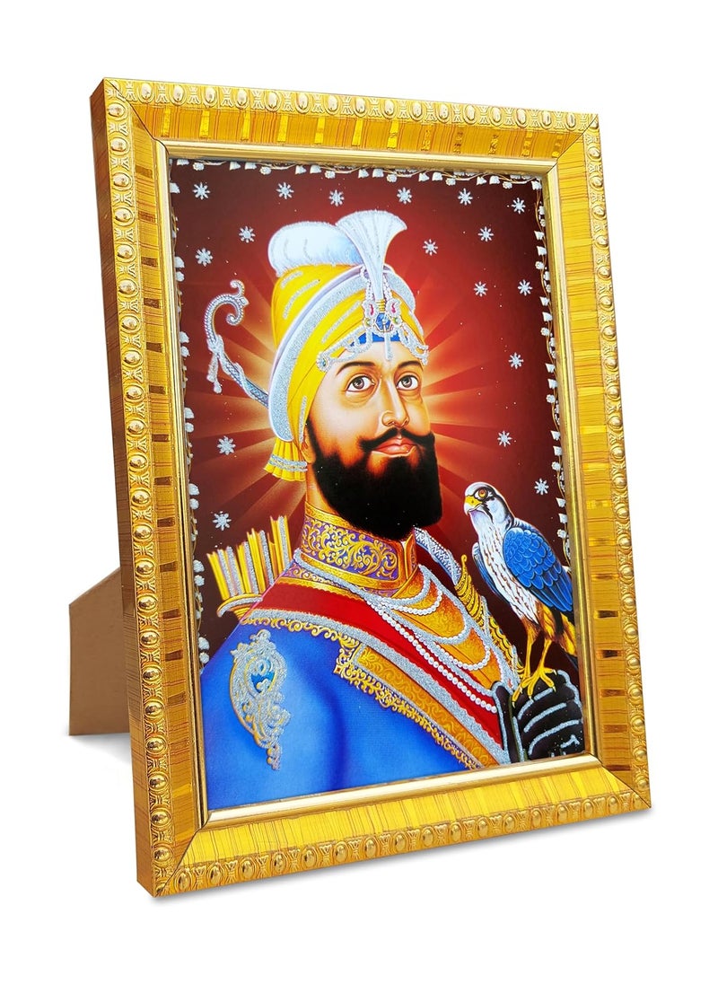 Koshtak Koshtak Shree Guru Govind Singh ji 6 x 8 inch Table top stand photo frame with Unbreakable Glass for temple Worshipgifthome decor Tabletop  - Image 1