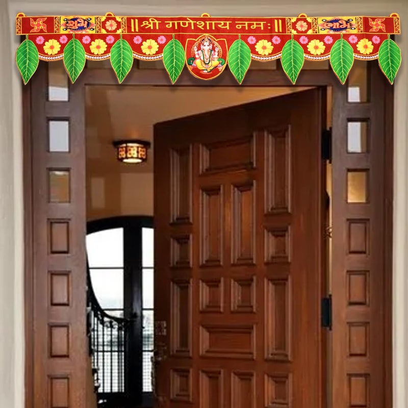 Ascension Shree Ganeshay Namah Designer Traditional Multicolor Art Handmade Door Bandarwal Toran for Home Decor Hangings for DecorationToran for Main Door Traditional Bandarwal for Door Size-36 Inch - Image 1