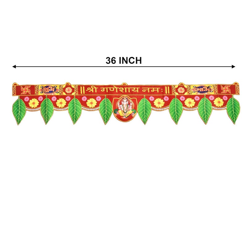 Ascension Shree Ganeshay Namah Designer Traditional Multicolor Art Handmade Door Bandarwal Toran for Home Decor Hangings for DecorationToran for Main Door Traditional Bandarwal for Door Size-36 Inch - Image 3