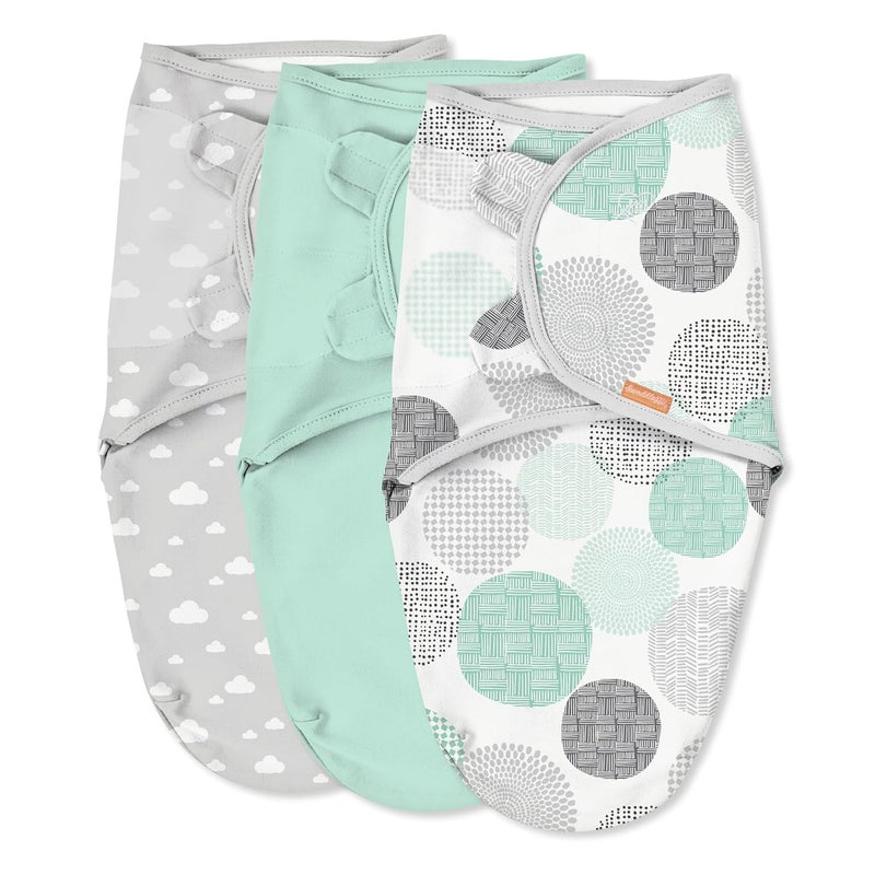 SwaddleMe by Ingenuity Original Swaddle 100 Cotton Improves Sleep  Calms Startle Reflex 03 Months 3Pack  Floating Geo - Image 1