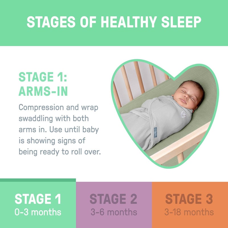 SwaddleMe by Ingenuity Original Swaddle 100 Cotton Improves Sleep  Calms Startle Reflex 03 Months 3Pack  Floating Geo - Image 5