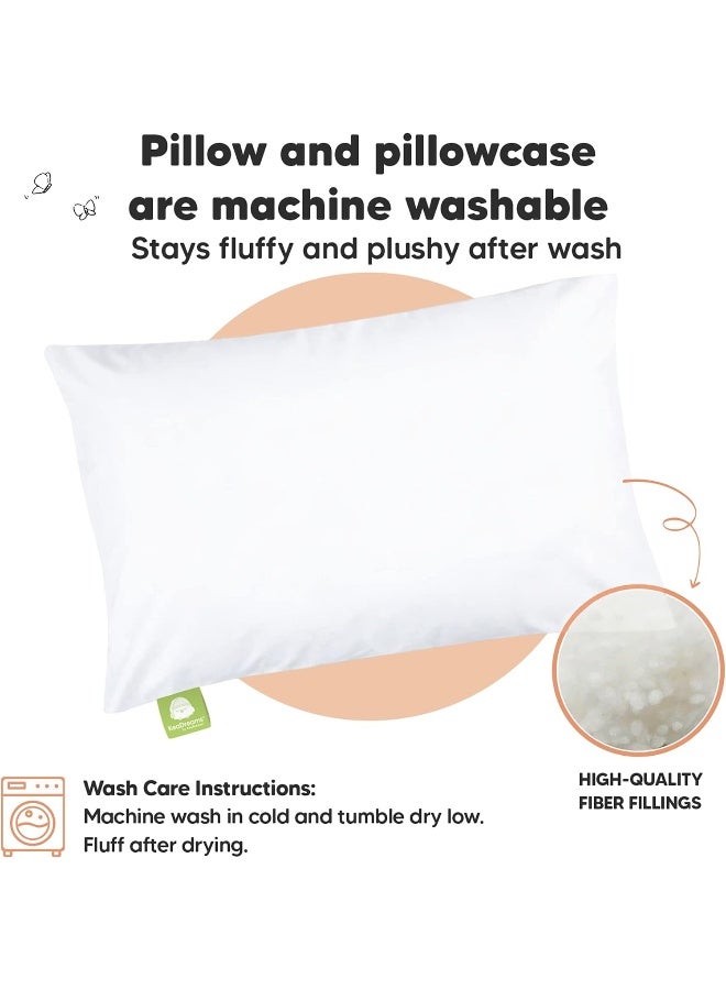 KeaBabies Toddler Pillow with Pillowcase - 13x18 My Little Dreamy Kids Travel Bed Pillows for Sleeping, Organic Cotton Small Pillowcase, Soft & Breathable, Machine Washable, Toddlers 2-5 Years Old (Soft White) - Image 4