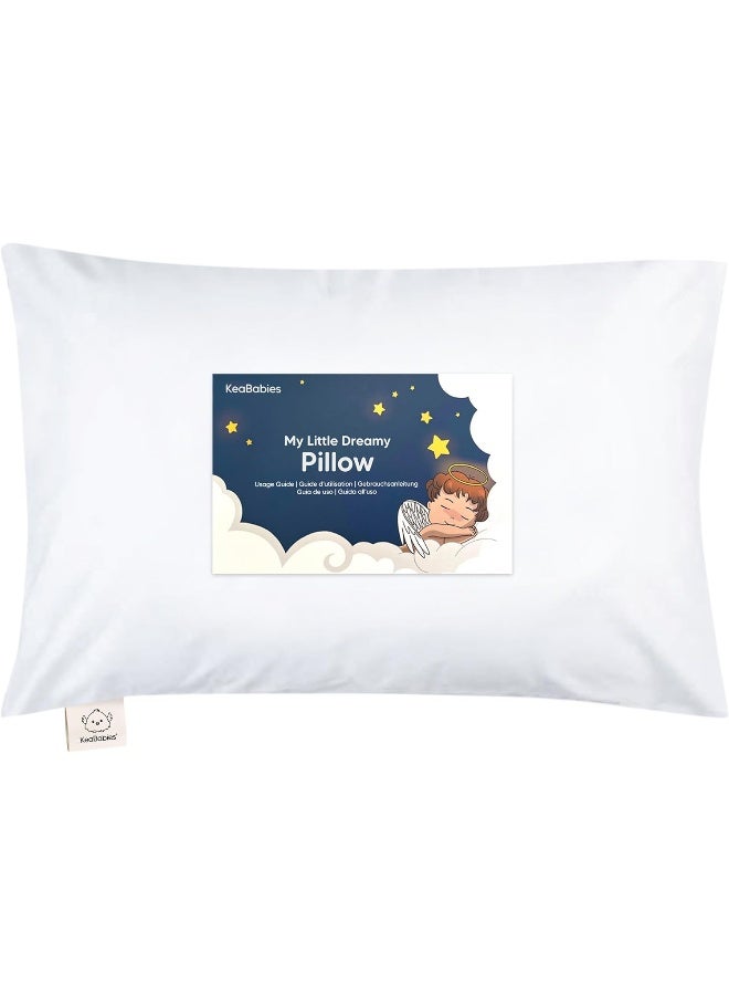 KeaBabies Toddler Pillow with Pillowcase - 13x18 My Little Dreamy Kids Travel Bed Pillows for Sleeping, Organic Cotton Small Pillowcase, Soft & Breathable, Machine Washable, Toddlers 2-5 Years Old (Soft White) - Image 1