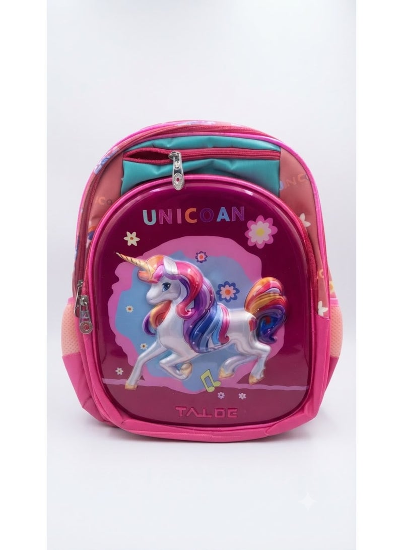 School supplies set: school bag, unicorn pencil case, and name tag. - Image 3