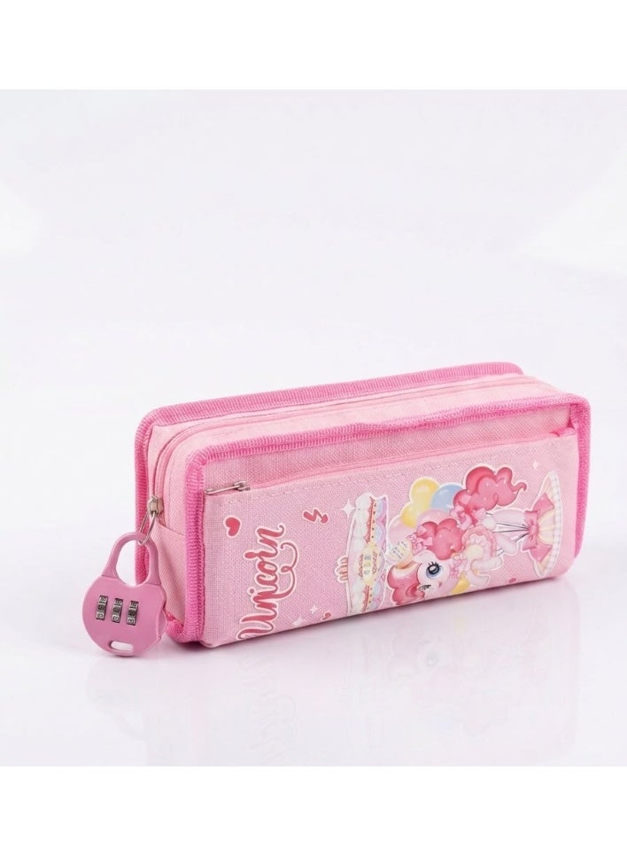 School supplies set: school bag, unicorn pencil case, and name tag. - Image 4