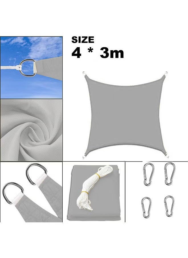Hihonor Sun Shade Sail, 3 x 4M Sun Shade Sail Canopy UV Block Awning, Sun Sail Rectangular, Sail Shade PES UV Protection, Sun Sail Weatherproof, for Garden Outdoor Terrace Balcony Grey  - Image 2