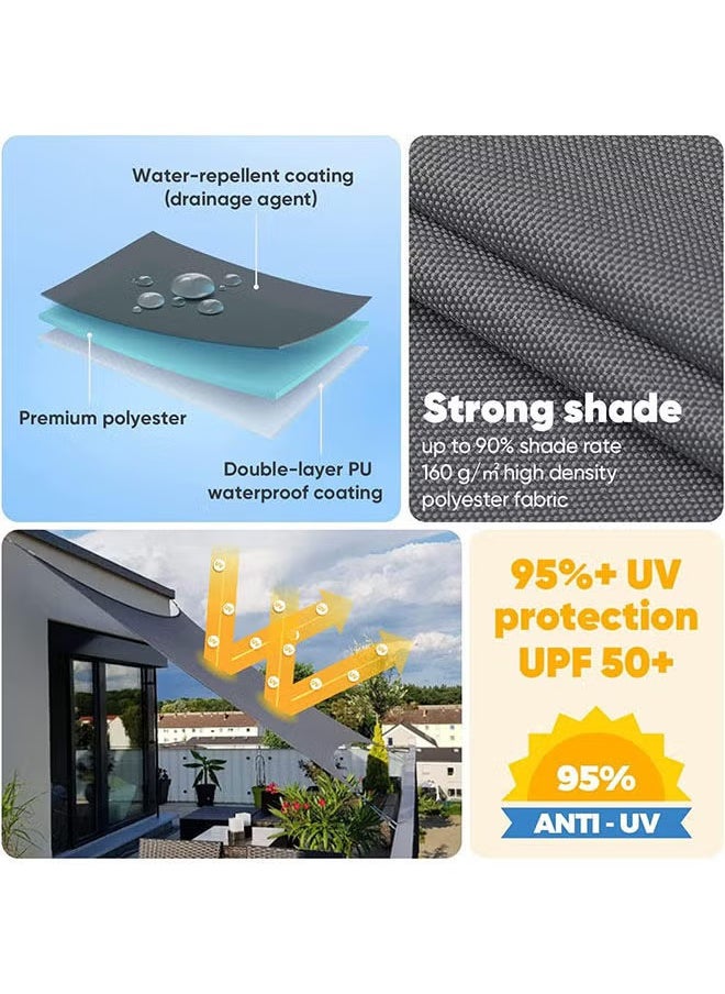 Hihonor Sun Shade Sail, 3 x 4M Sun Shade Sail Canopy UV Block Awning, Sun Sail Rectangular, Sail Shade PES UV Protection, Sun Sail Weatherproof, for Garden Outdoor Terrace Balcony Grey  - Image 4
