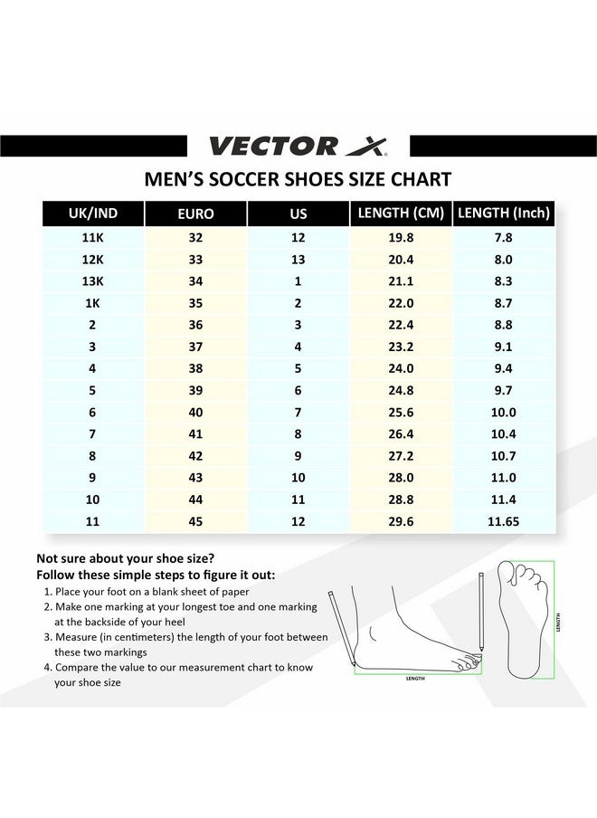 Vector X - Vector X Kick-X Football Studs for Men/Sports and Athletic Footwear with TPU Sole, Synthetic Leather Upper/Textured Pattern/Comfortable Football Soccer Shoes (Black-Silver, Size-10) - Image 1