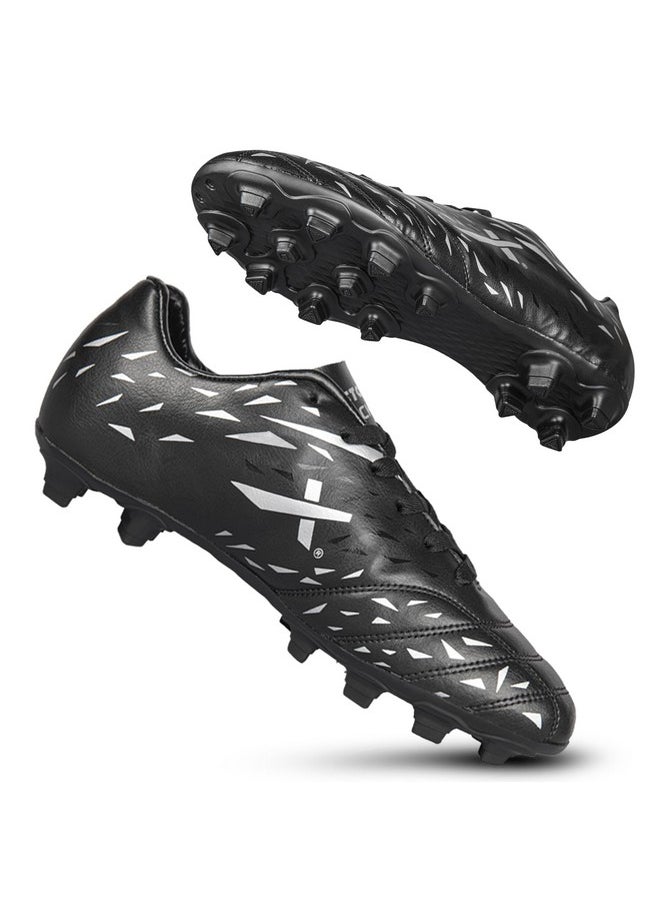 Vector X - Vector X Kick-X Football Studs for Men/Sports and Athletic Footwear with TPU Sole, Synthetic Leather Upper/Textured Pattern/Comfortable Football Soccer Shoes (Black-Silver, Size-10) - Image 1