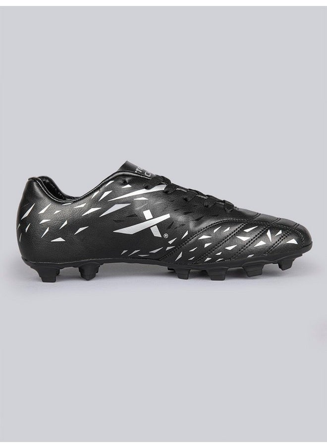 Vector X - Vector X Kick-X Football Studs for Men/Sports and Athletic Footwear with TPU Sole, Synthetic Leather Upper/Textured Pattern/Comfortable Football Soccer Shoes (Black-Silver, Size-10) - Image 1