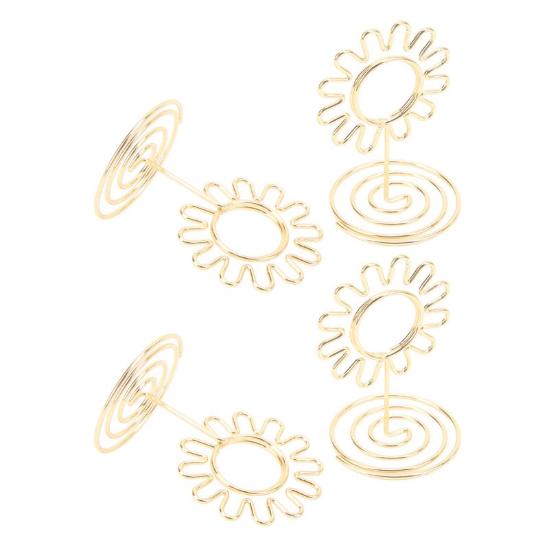 Wire Table Card Holder: Gold Iron Wire Firm Clip - Cute Sunflower Spiral Base Table Number Holder for Weddings, Parties, Office Desktop Organization - Image 5