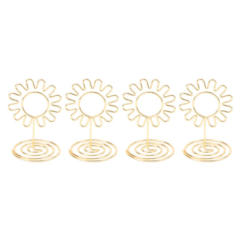 Wire Table Card Holder: Gold Iron Wire Firm Clip - Cute Sunflower Spiral Base Table Number Holder for Weddings, Parties, Office Desktop Organization - Image 2