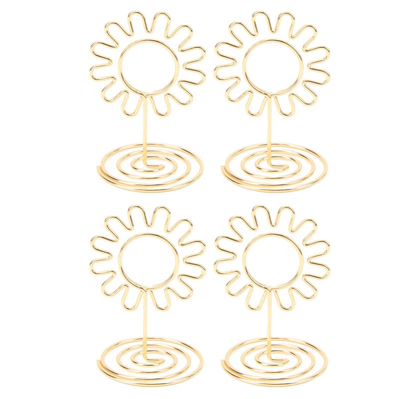 Wire Table Card Holder: Gold Iron Wire Firm Clip - Cute Sunflower Spiral Base Table Number Holder for Weddings, Parties, Office Desktop Organization - Image 4