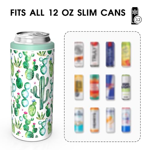 TILUCK Skinny Can Cooler for Slim Beer & Hard Seltzer, Stainless Steel, Doucle-Walled Stainless Steel Insulated Slim Cans, Standard 12 oz (Cactus) - Image 3