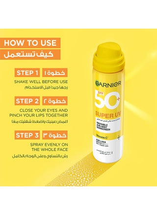 Garnier Super UV SPF50+ Invisible Air-Mist Sunscreen, with Vitamin C, 75ml - view 5