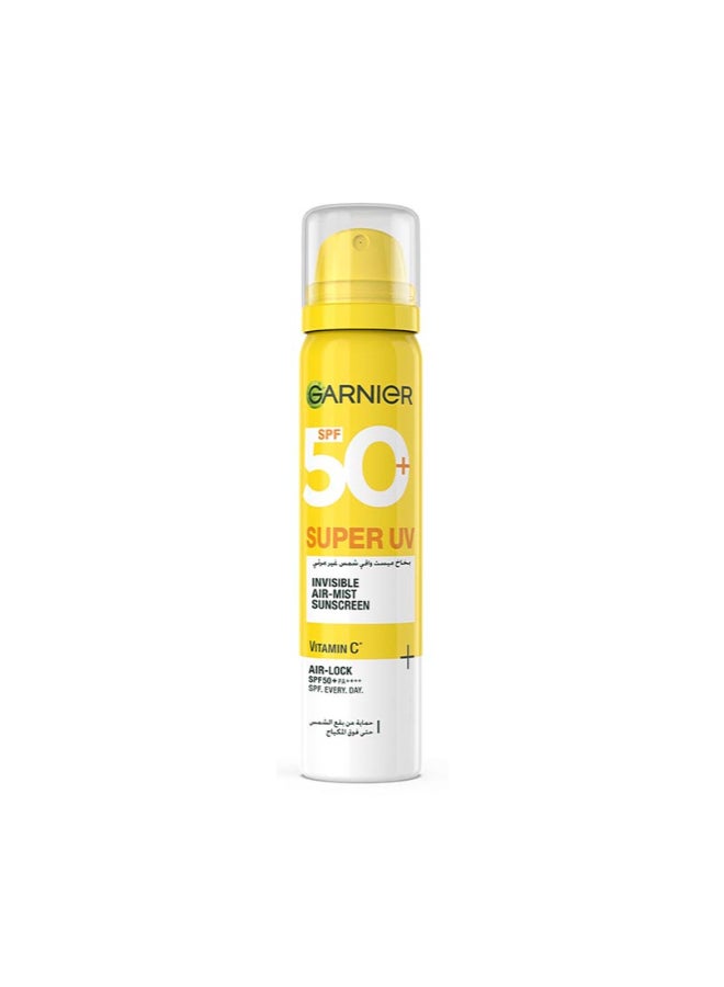 Garnier Super UV SPF50+ Invisible Air-Mist Sunscreen, with Vitamin C, 75ml - Image 1