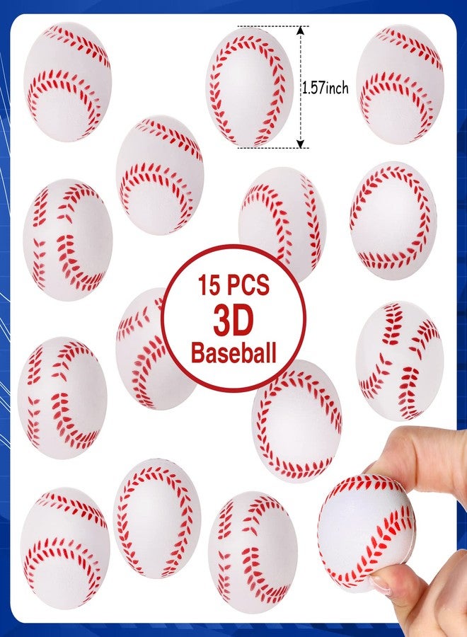 Aoriher Baseball Sport Party Favors for Kids, 15 Sets Sport Goodie Silicone Bracelets Mini Stress Ball Keychain Eraser for Birthday Party Supplies Total 75 Pcs - Image 4