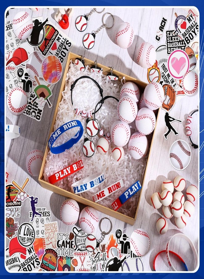 Aoriher Baseball Sport Party Favors for Kids, 15 Sets Sport Goodie Silicone Bracelets Mini Stress Ball Keychain Eraser for Birthday Party Supplies Total 75 Pcs - Image 5