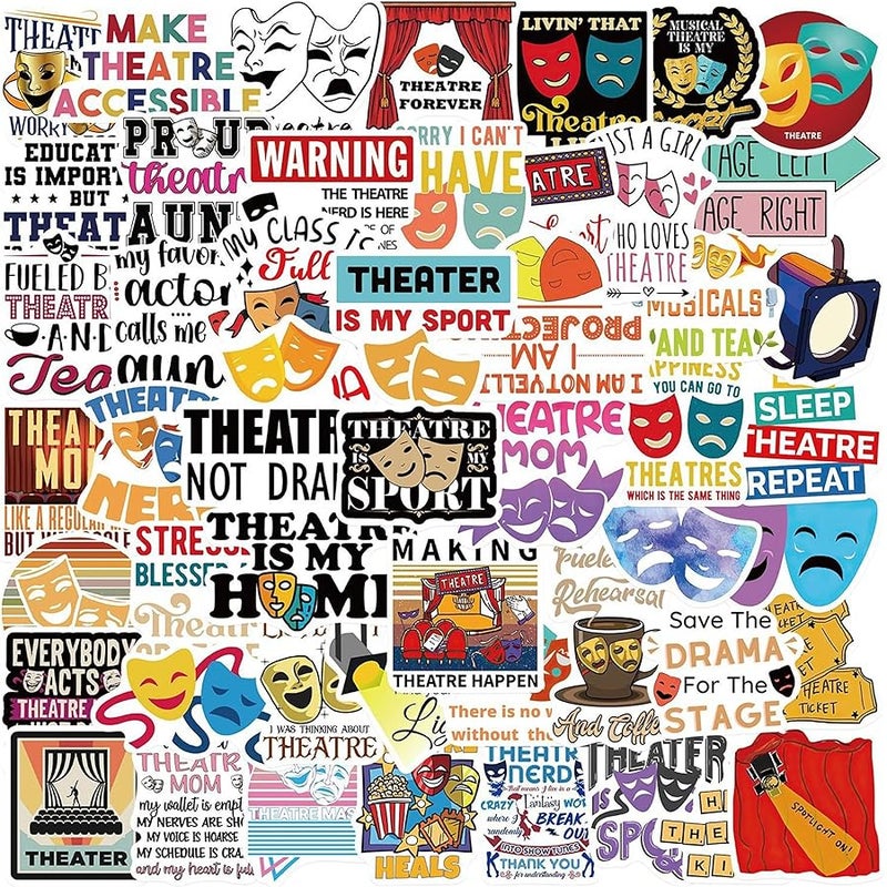 LHST 50Pcs Funny Theater Stickers for Adults Waterproof Cool Musical Theatre Sticker for Laptop, Hard Hats, Sarcastic, Graffiti Aesthetics Decals Hilarious Gift - Image 1