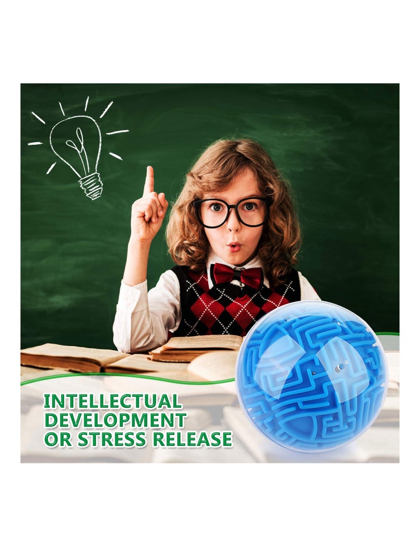 2 Pieces Maze Ball 3D Maze Puzzle Brain Teasers Games Gravity 3D Maze Ball 4 Inches Puzzle Toy Maze Puzzle Cube Ball Sphere Educational Toys for Students Teens Adults(Blue, Green) - Image 5