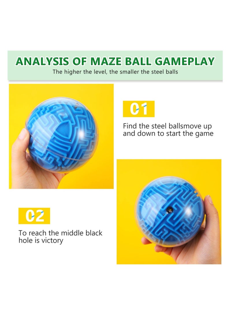 2 Pieces Maze Ball 3D Maze Puzzle Brain Teasers Games Gravity 3D Maze Ball 4 Inches Puzzle Toy Maze Puzzle Cube Ball Sphere Educational Toys for Students Teens Adults(Blue, Green) - Image 3