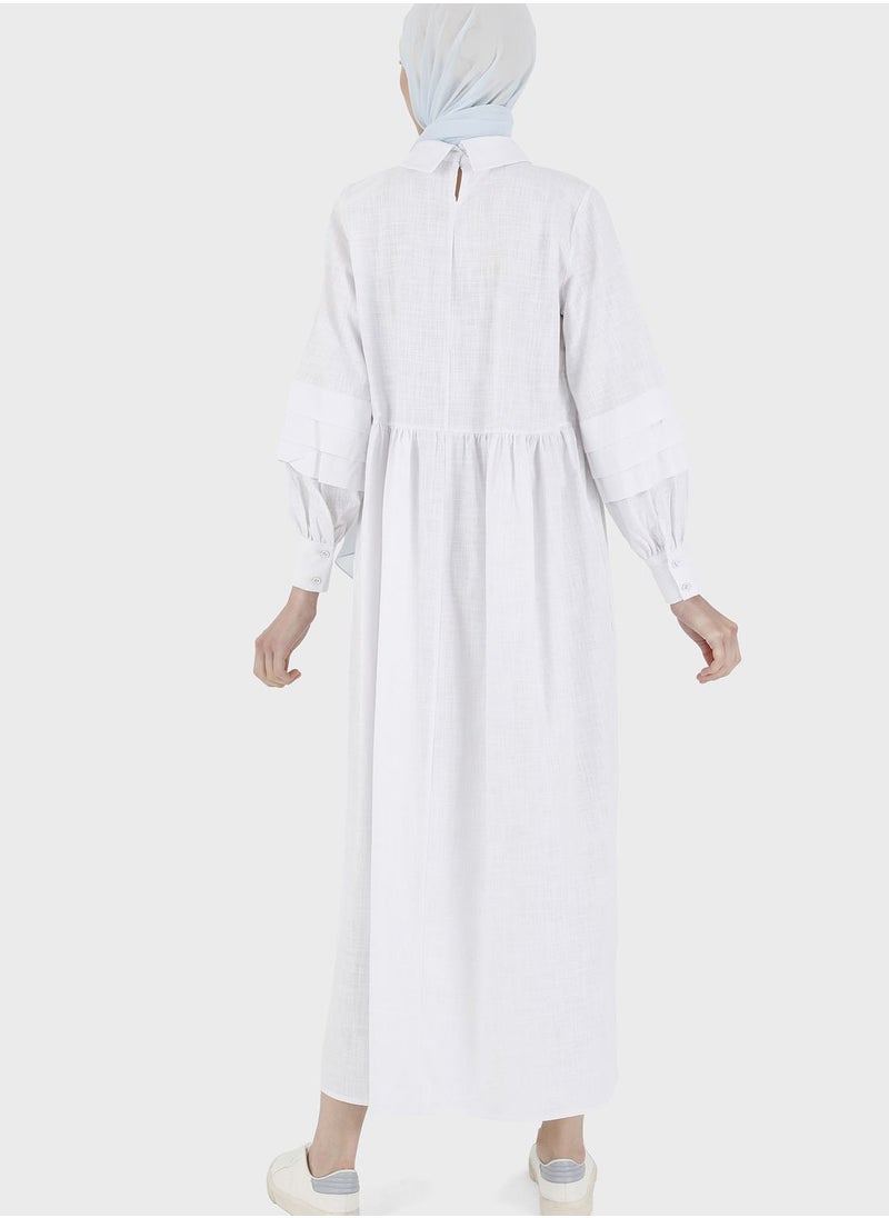 Benin by modanisa - Embroidered Pleat Detail Dress - Image 1