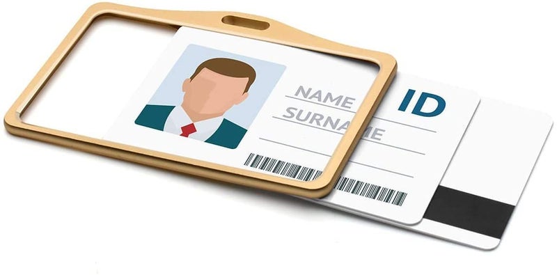 LRS Aluminum Alloy ID Card Holder - Landscape Style - Golden Color - for Regular Plastic ID Card - Pack of 4 - Image 1