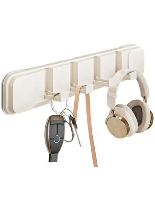 Foldable Suction Cup Clothes Rack White 4 Hook Storage Organizer - Image 1