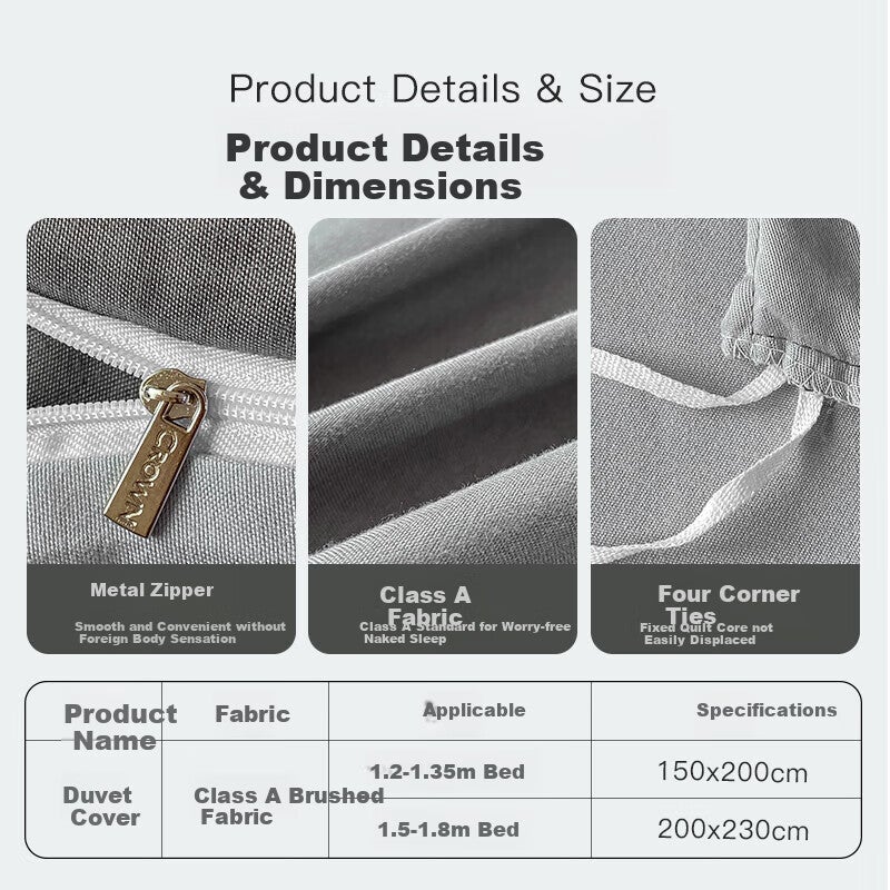 CROWN Duvet Cover, Single Piece, 150x200cm, Winter Thickened Brushed Fabric, Class A, for Single Student Dormitory Bed, 1.5x2 Meters - Image 2