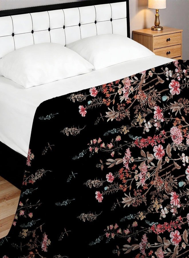 MAG Floral Flat Sheet Queen Size 90" x 100", Black & Pink Flower Printed Top Sheet Only, Soft Microfiber Lightweight for Women, Men, Teens on Bedroom Guest Room. - Image 2