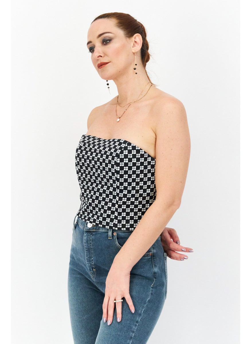 rvca Women Strapless Allover Print Tube Top, White  - Image 3