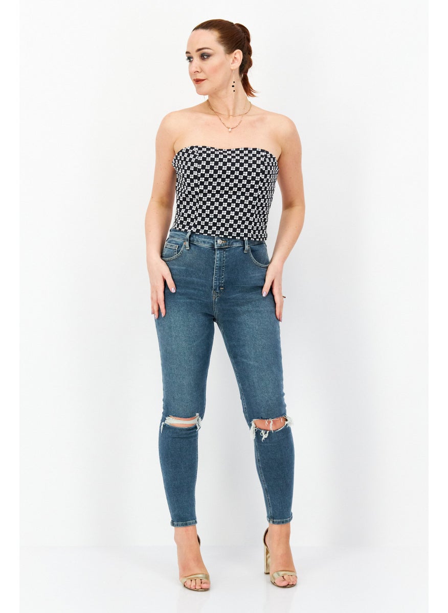 rvca Women Strapless Allover Print Tube Top, White  - Image 4