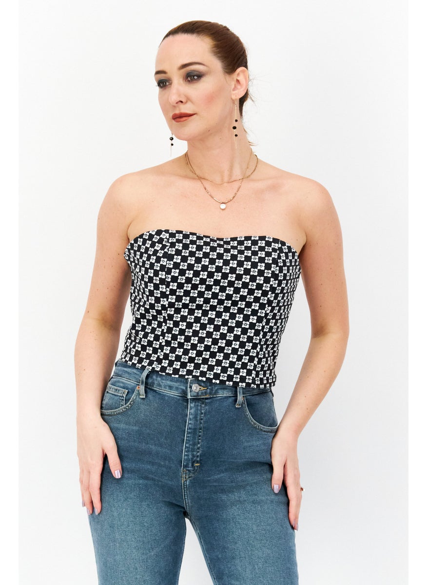 rvca Women Strapless Allover Print Tube Top, White  - Image 1